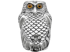 Sterling Silver Owl Vesta Case - Antique Victorian; C7571