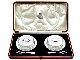 Scottish Sterling Silver and Glass Hors D'oeuvre Dish Set - Antique George V; C7591