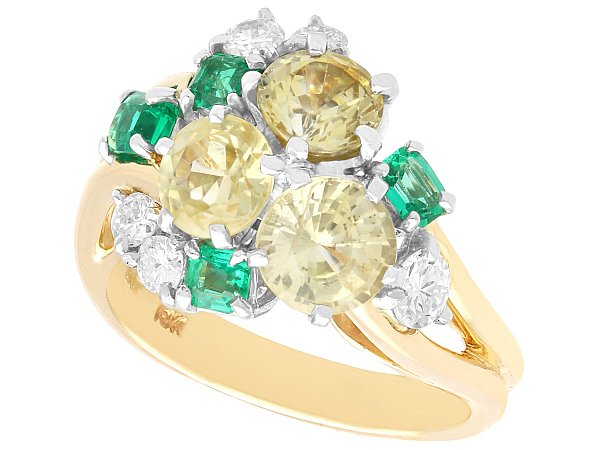 Emerald and Yellow Sapphire Ring