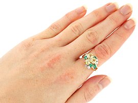 Wearing Image for Emerald and Yellow Sapphire Ring