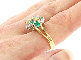 Emerald Dress Ring Being Worn