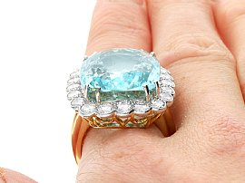 Aquamarine Cocktail Ring on the Finger