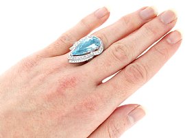 Wearing Image for Vintage Pear Cut Aquamarine Ring