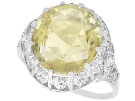 Antique 6.81ct Yellow Sapphire and Diamond Ring in Platinum