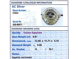 Diamond grading antique yellow sapphire diamond ring