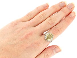 wearing antique yellow sapphire diamond ring