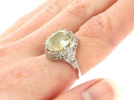 wearing antique yellow sapphire and diamond ring