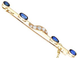 Bar Brooch with Sapphires and Diamonds
