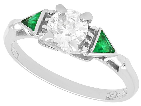 Round Diamond with Emerald Side Stones