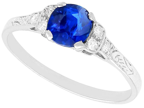 1920s Sapphire Ring with Diamond Side Stones