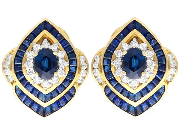 Vintage Sapphire and Diamond Earrings in Gold