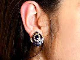 Vintage Sapphire and Diamond Earrings Wearing