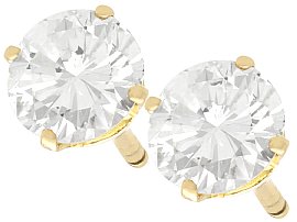 Vintage 2.01 ct Diamond and 18 ct Yellow Gold Stud Earrings