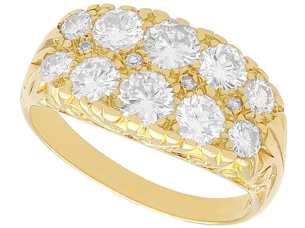 Gold Diamond Multi-Row Ring