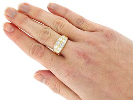 Wearing Image Gold Diamond Multi-Row Ring