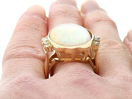 Vintage Opal Ring in Yellow Gold for Sale Close Up