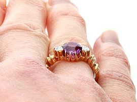 Antique Purple Sapphire Ring with Diamonds