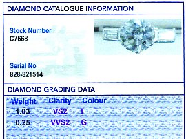 Certificate for Diamond Platinum Ring