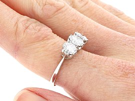 1.82 Carat Diamond Trilogy Ring on the Finger