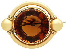 Antique 44.68ct Smoky Quartz Brooch in Yellow Gold