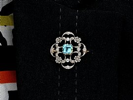 Wearing Image for Edwardian Diamond and Aquamarine Brooch