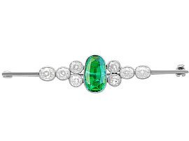 Edwardian 1.50ct Emerald and 2.62ct Diamond Brooch in White Gold