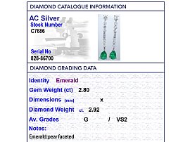 Independent Grading Card for Emerald Earrings
