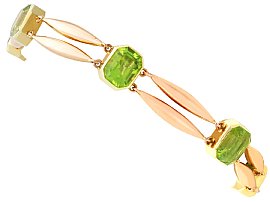 Antique 17.50ct Peridot and 15ct Rose Gold Bracelet