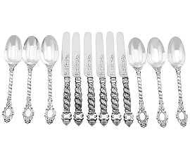 Sterling Silver Dessert Service for Six Persons by Francis Higgins II - Antique Victorian (1851)