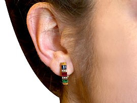 Wearing Image for Yellow Gold Gemstone Earrings