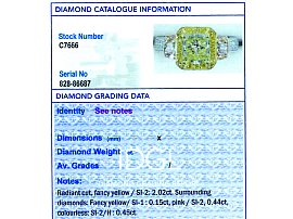 Independent Gemstone Grading Card for Diamond Trilogy Ring