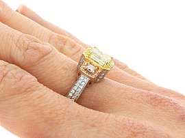 Three Stone Diamond Ring on the Finger