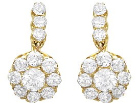 Antique 2.35ct Diamond Cluster Earrings 14ct Yellow Gold