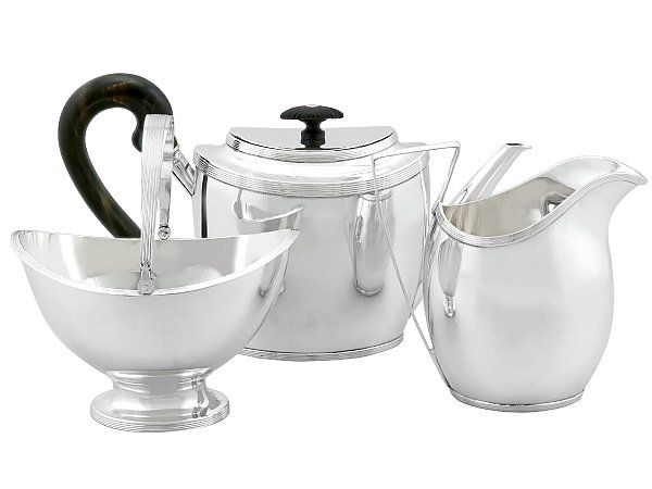 Silver Tea Set with Wooden Handles