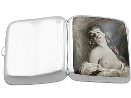 Erotica Cigarette Case Enamel Antique