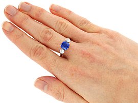 Wearing Image for Blue Sapphire and Diamond Trilogy Ring