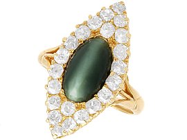 Victorian 2.65ct Cats Eye Chrysoberyl Ring with Diamonds