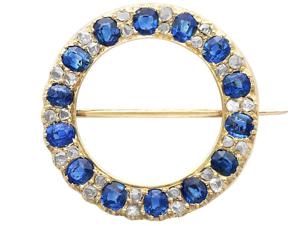 Circle Sapphire Brooch Pin