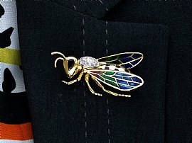 Vintage Bug Brooch with Gemstones wearing 
