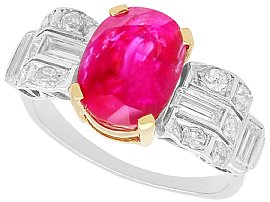 Antique 4.67ct Burmese Ruby and Diamond Cocktail Ring