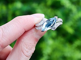 Marquise Cut Aquamarine Ring