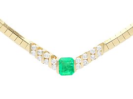 Vintage Emerald and Diamond Collarette Necklace in Yellow Gold
