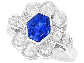Certified 2.56ct Blue Ceylon Sapphire and 2.66ct Diamond Ring in Platinum