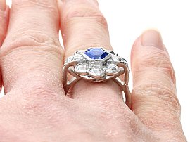 Certified Blue Sapphire and Diamond Ring