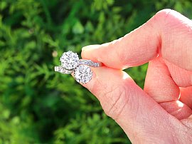 Large Two Stone Diamond Crossover Ring