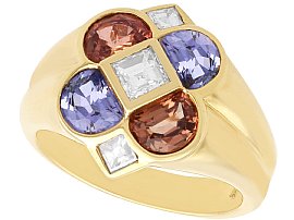 Vintage 1.95ct Purple and Brown-Pink Sapphire Ring with Diamonds