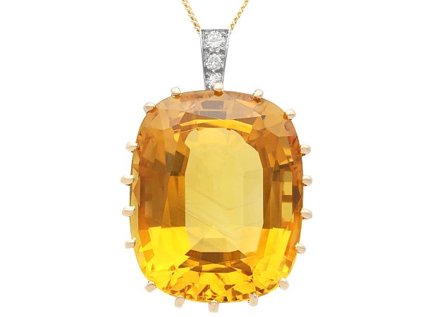Vintage Citrine Pendant in Yellow Gold