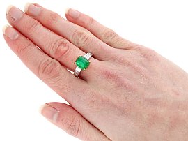 Wearing Vintage Emerald Solitaire Ring White Gold