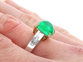 Vintage Emerald Solitaire Ring White Gold Wearing 