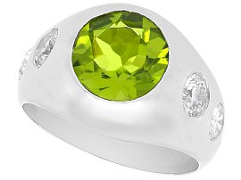 Vintage 2.15 ct Peridot and Diamond Ring in Platinum
